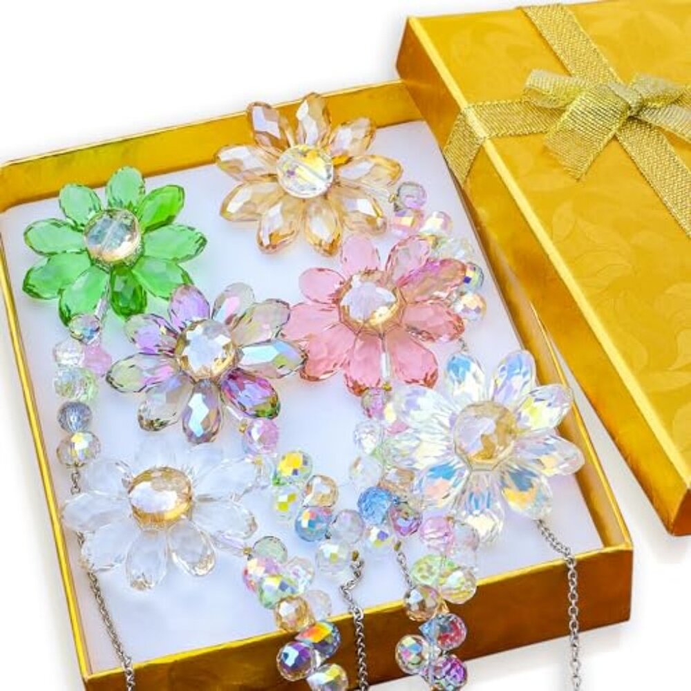 6pcs Crystal Sunflower Suncatchers Hanging Ornaments